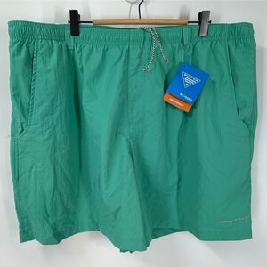Columbia PFG Backcast IV Water Shorts Mens XXL 6" Inseam Green Nylon Relaxed Fit